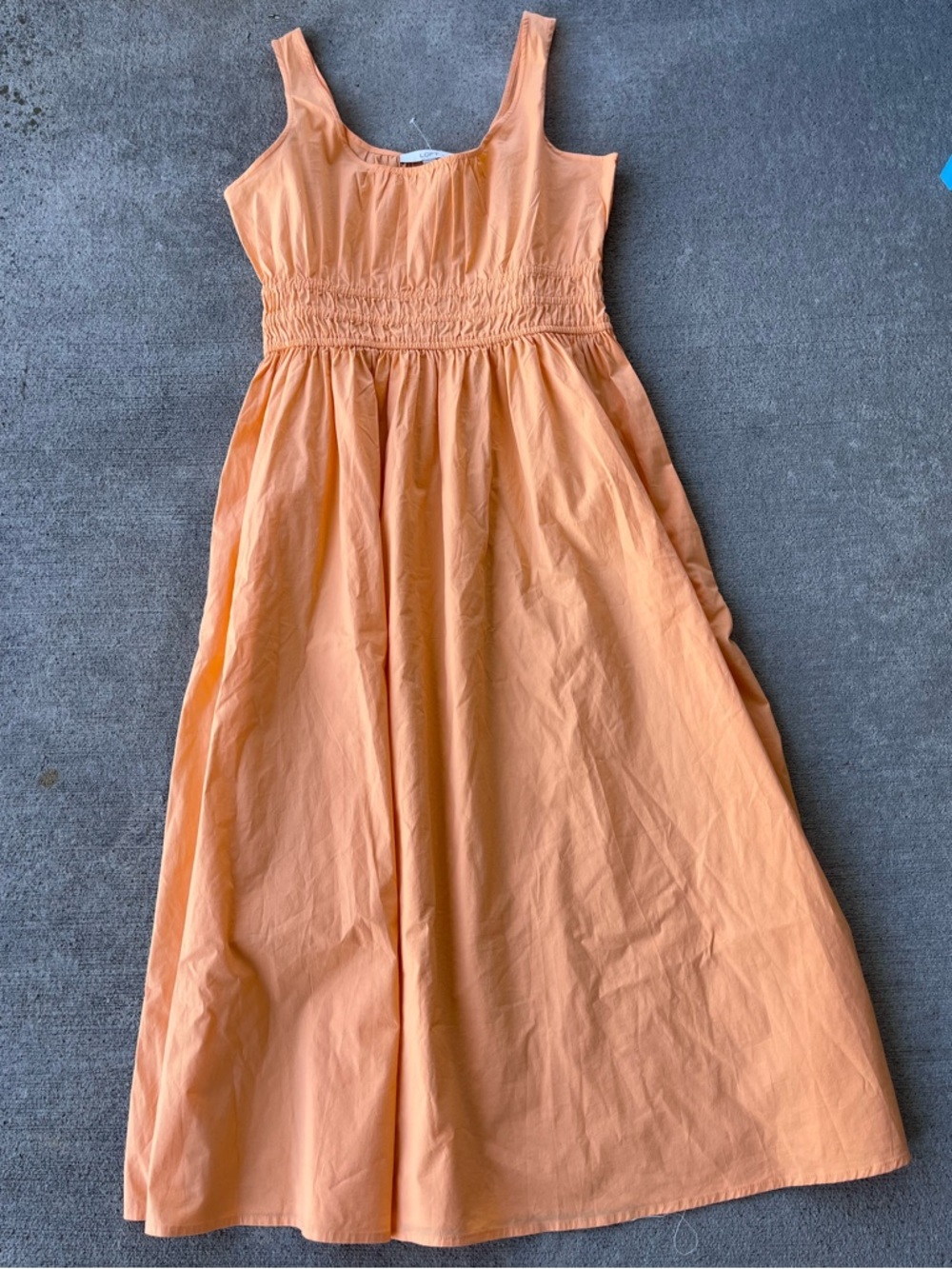 Loft smocked tank midi dress tangerine orange NWOT - Picture 6 of 7